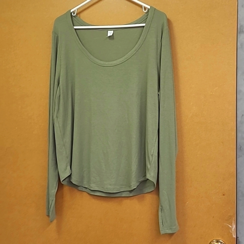Old Navy Size 2X Sage Green Ultralite Ribbed Longsleeve Top